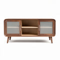 Mobile TV in legno con ante in vetro per soggiorno – 150 x 50 x 70 cm