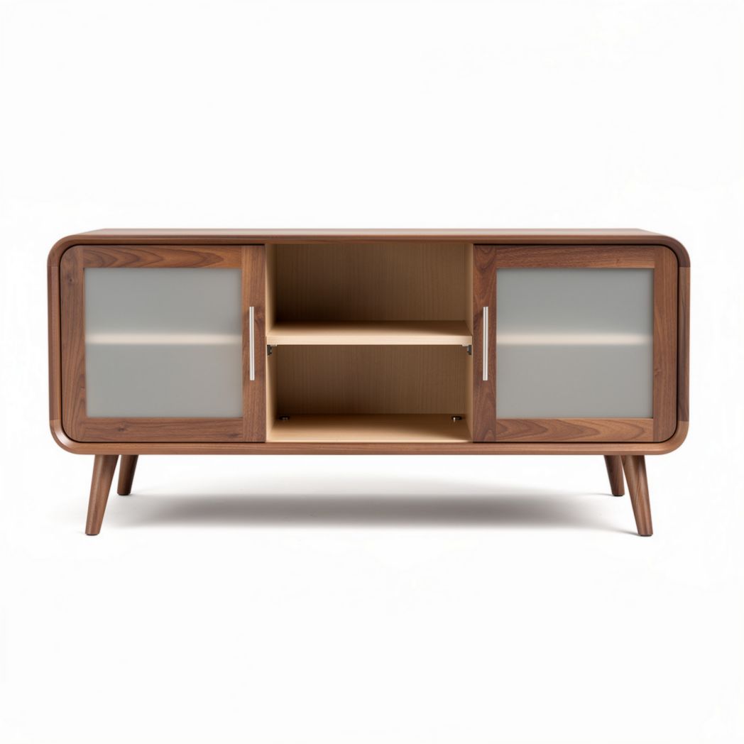 Mobile TV in legno con ante in vetro per soggiorno – 150 x 50 x 70 cm