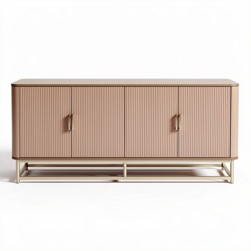 Mobile contenitore con ante a ribalta per soggiorno – Struttura in legno e metallo – 150 x 45 x 70 cm