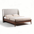 Letto matrimoniale con testiera imbottita per camera da letto – legno e tessuto – 200 x 160 x 100 cm