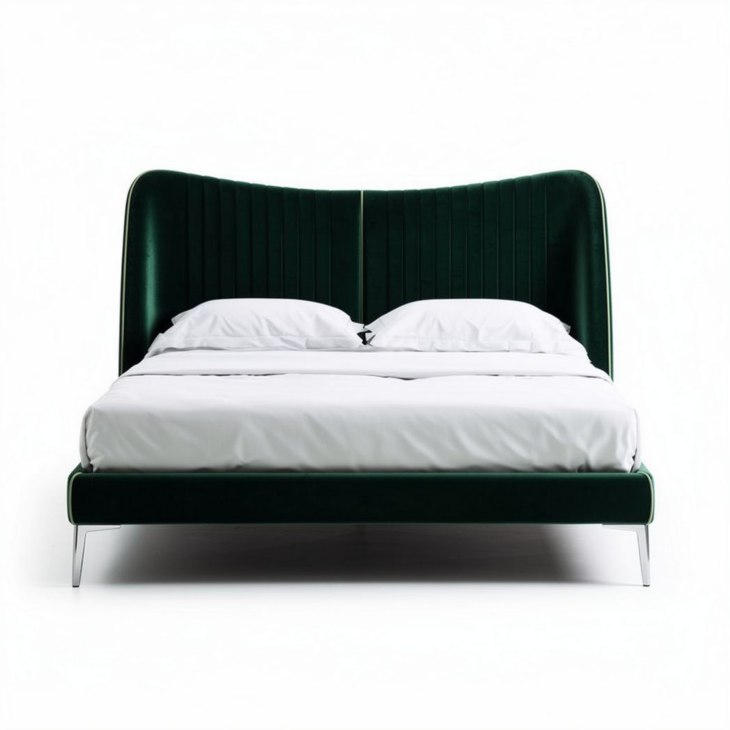 Letto matrimoniale in tessuto vellutato per camera da letto – 200 x 160 x 100 cm