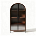 Vetrina in legno con porte in vetro per cucina – 80 x 40 x 180 cm