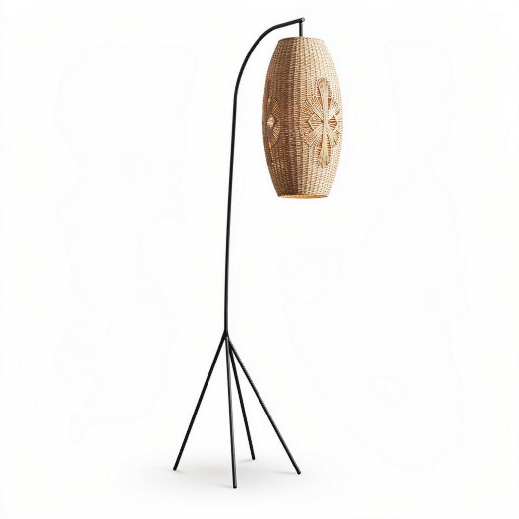 Lampada da terra in rattan per illuminazione interna – 30 x 30 x 150 cm