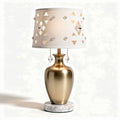 Lampada da tavolo in metallo e tessuto per illuminazione ambiente – 30 x 30 x 50 cm