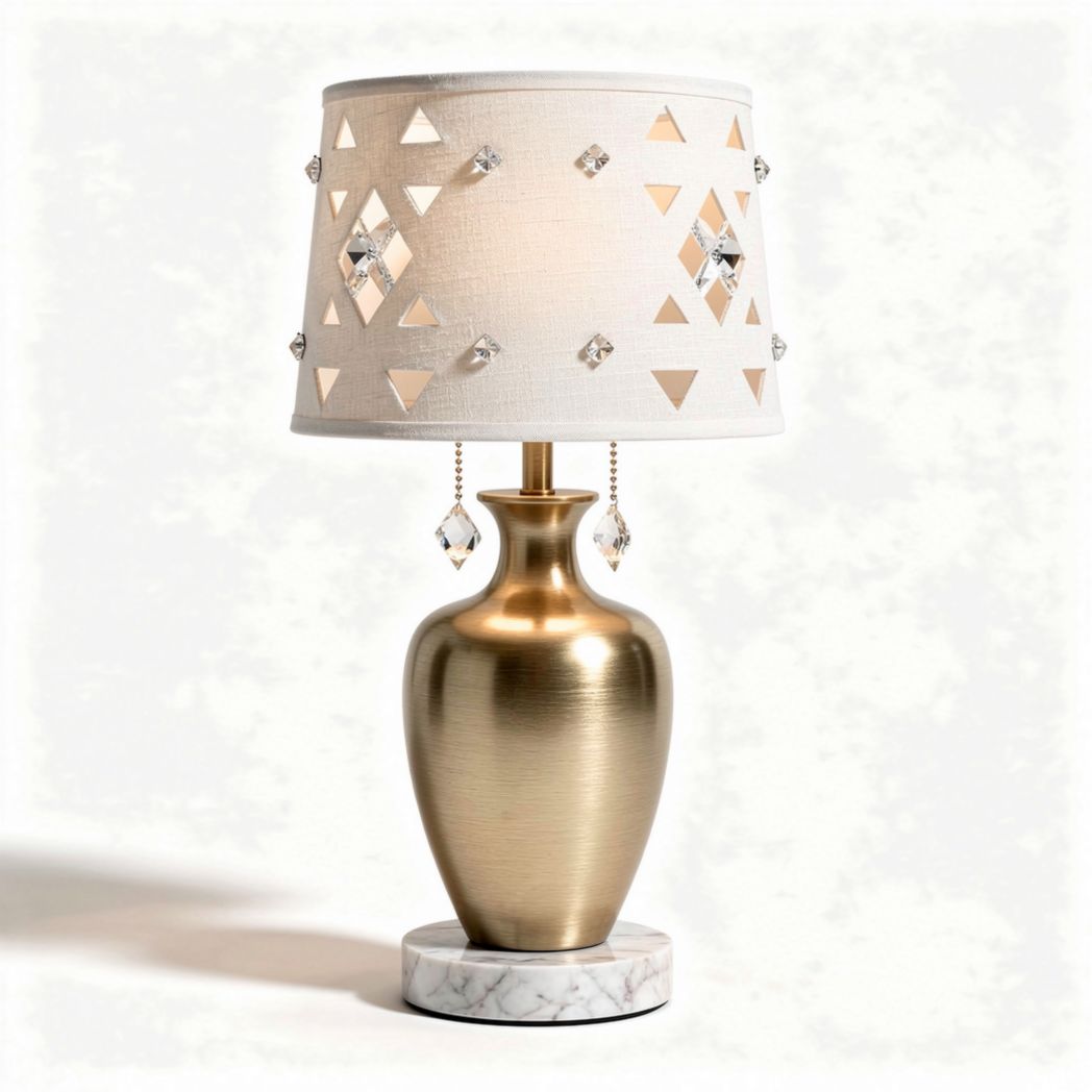 Lampada da tavolo in metallo e tessuto per illuminazione ambiente – 30 x 30 x 50 cm